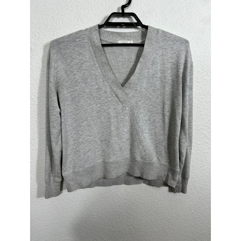 Rag & Bone Sweatshirt Womens Small Gray V-neck Long Sleeve Gray Soft Modal Blend